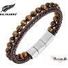 Bracelet All Blacks bijoux Homme cuir et perles 2 rangs 682426