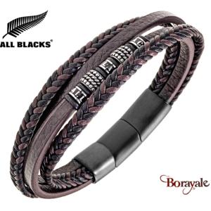 Bracelet All Blacks bijoux Homme cuir 4 rangs 682431