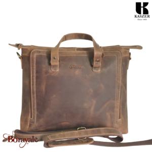 Cartable Serviette KASZER collection Nevada Marron naturel clair touché velours