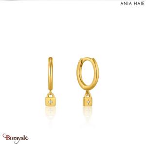 Boucles d'oreilles Ania Haie Under Lock & Key plaqué or 14 carats sur argent E03