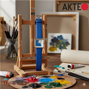 Montre AKTEO Art - Peinture Esquisse bleue 29 mm argent carrée APe39