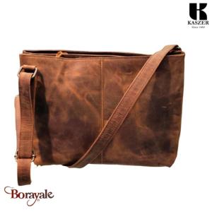 Sac bandoulière KASZER collection Kansas marron naturel foncé 20024-C6