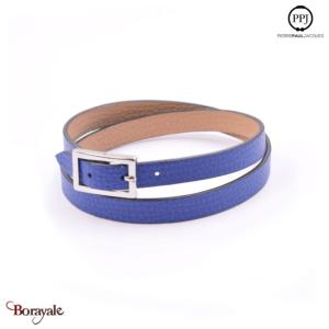 Bracelet Pierre Paul Jacques Cuir plat Bleu outremer Cuir d'agneau BCPLBO-XL