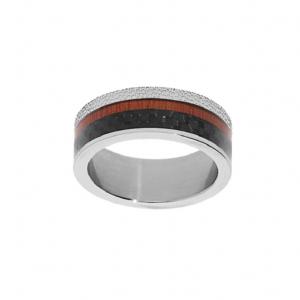 Bague Thabora homme acier et carbone sous résine T160408-58