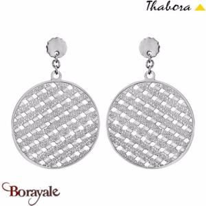 Boucles d'oreilles THABORA acier rondes quadrillage T117609A