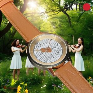 Montre AKTEO Art - Musique Violon Stradivarius 38 mm doré ronde AMu14