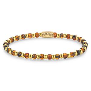 Bracelet Rebel & Rose Mix verre tigre - 4mm - Plaqué or jaune 18 ct S, Femme RR-