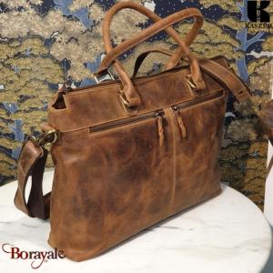 Sac à main A4 KASZER collection Nevada Marron naturel clair touché velours 20866