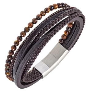 Bracelet All Blacks bijoux Homme acier et cuir 682363