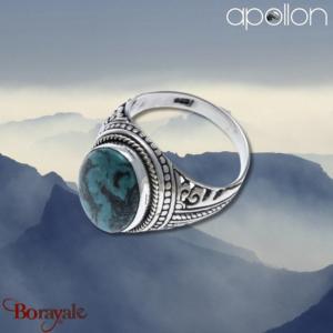 Chevalière APOLLON argent et Turquoise Homme  HH108-58 Taille 58