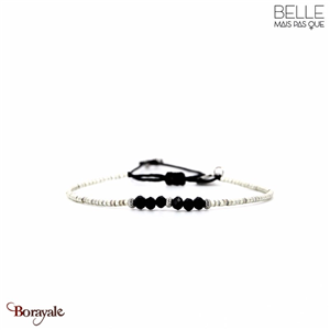 Bracelet Belle mais pas que, Velours noir, Argenté et noir