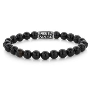 Bracelet Rebel & Rose Velours Noir Vintage - 8mm L, Homme RR-80102-V-L