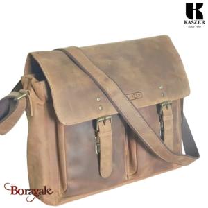 Besace Gibecière KASZER collection Nevada Marron naturel clair touché velours 20