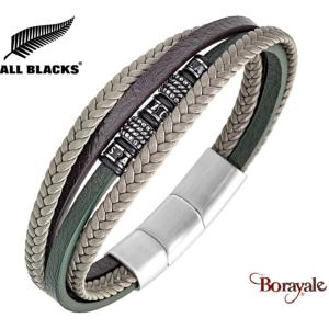 Bracelet All Blacks bijoux Homme cuir 4 rangs 682430