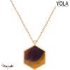 Collier Yola Nature Mokaite Acier plaqué IP doré IR-410