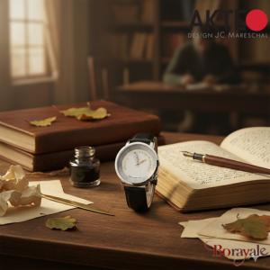 Montre AKTEO Art - Lettres Ecrivain 38 mm argent ronde ALe11