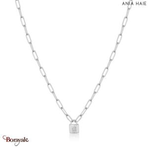 Collier Ania Haie Under Lock & Key argent 925° plaqué rhodium de haute qualité N