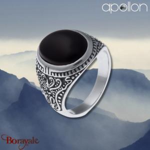 Chevalière APOLLON acier et onyx Homme  IH-110-60 Taille 60