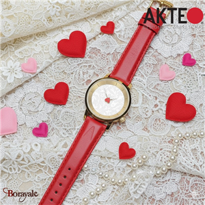 Montre AKTEO Amour dentelle tulipes art déco 38 mm dorée ronde EAm01H