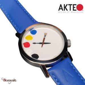 Montre AKTEO Art - Peinture 5 taches 42 mm argent ronde APe09