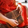 Sac bandoulière KASZER collection Nevada Marron naturel clair touché velours 208