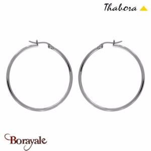 Boucles d'oreilles Thabora créoles simples fils ronds, 40 mm acier T114974