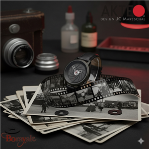 Montre AKTEO Art - Image Photo 38 mm noire ronde AIm12