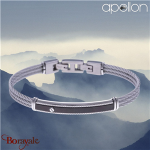 Bracelet homme Apollon, câble acier et noir