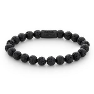 Bracelet Rebel & Rose Black Moon - Tout Noir - 8mm L, Homme RR-80071-B-L