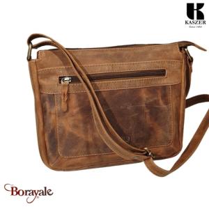 Sac bandoulière KASZER collection Nevada Marron naturel clair touché velours 208