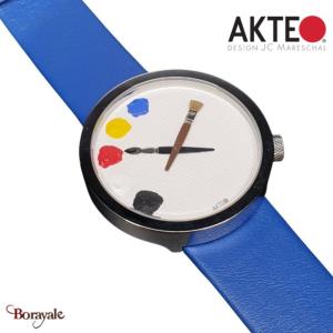 Montre AKTEO Art - Peinture 5 taches 48 mm argent ronde APe13