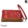 Pochette KASZER collection Wyoming naturel clair et rouge carmin 227513-R