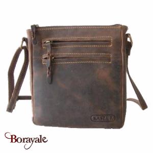 Sac bandoulière KASZER collection Wyoming brun naturel moyen 20617-C6