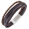 Bracelet All Blacks bijoux Homme acier et cuir 682363