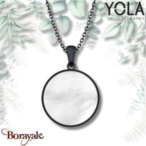 Collier Yola Nature Nacre Acier plaqué IP noir IP-485