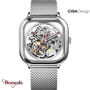 Montre Ciga Design Full Hollow silver Unisexe Z011-SISI-W13