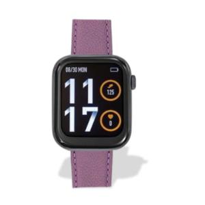 Montre TEKDAY pavé connectée unisexe boîtier noir, pomme mauve surpiqué 656555