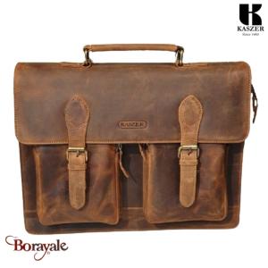Cartable Serviette KASZER collection Nevada Marron naturel clair touché velours