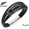Bracelet All Blacks bijoux Homme acier et cuir 4 rangs 682425