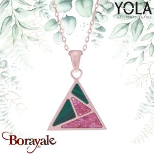 Collier Yola Nature Art déco Acier plaqué IP rose IP-436