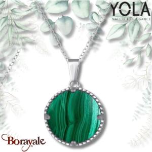 Collier Yola Nature Malachite Acier poli IR-420