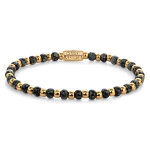 Bracelet Rebel & Rose Mix verre noir - 4mm - Plaqué or jaune 18 ct S, Femme RR-4