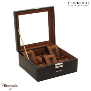 Coffret boite 6 montres, Friederich 1923 série Bond à fenêtre, brun 20085-3