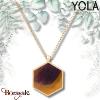 Collier Yola Nature Mokaite Acier plaqué IP doré IR-410