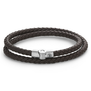 Bracelet Rebel & Rose Full Metal Double Rond Marron L, Homme RR-M0039-S-L