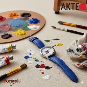 Montre AKTEO Art - Peinture palette et pinceaux 29 mm argent ronde APe23BL