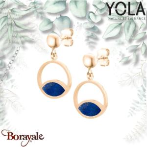 Boucles d'oreilles Lapis Lazuli Acier Yola Nature femme