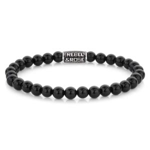 Bracelet Rebel & Rose Velours Noir Vintage - 6mm M, Unisex RR-60121-V-M