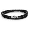 Bracelet Rebel & Rose Full Metal Double Rond Noir L, Homme RR-M0038-S-L