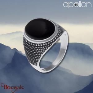 Chevalière APOLLON acier et onyx Homme  IH-114-58 Taille 58